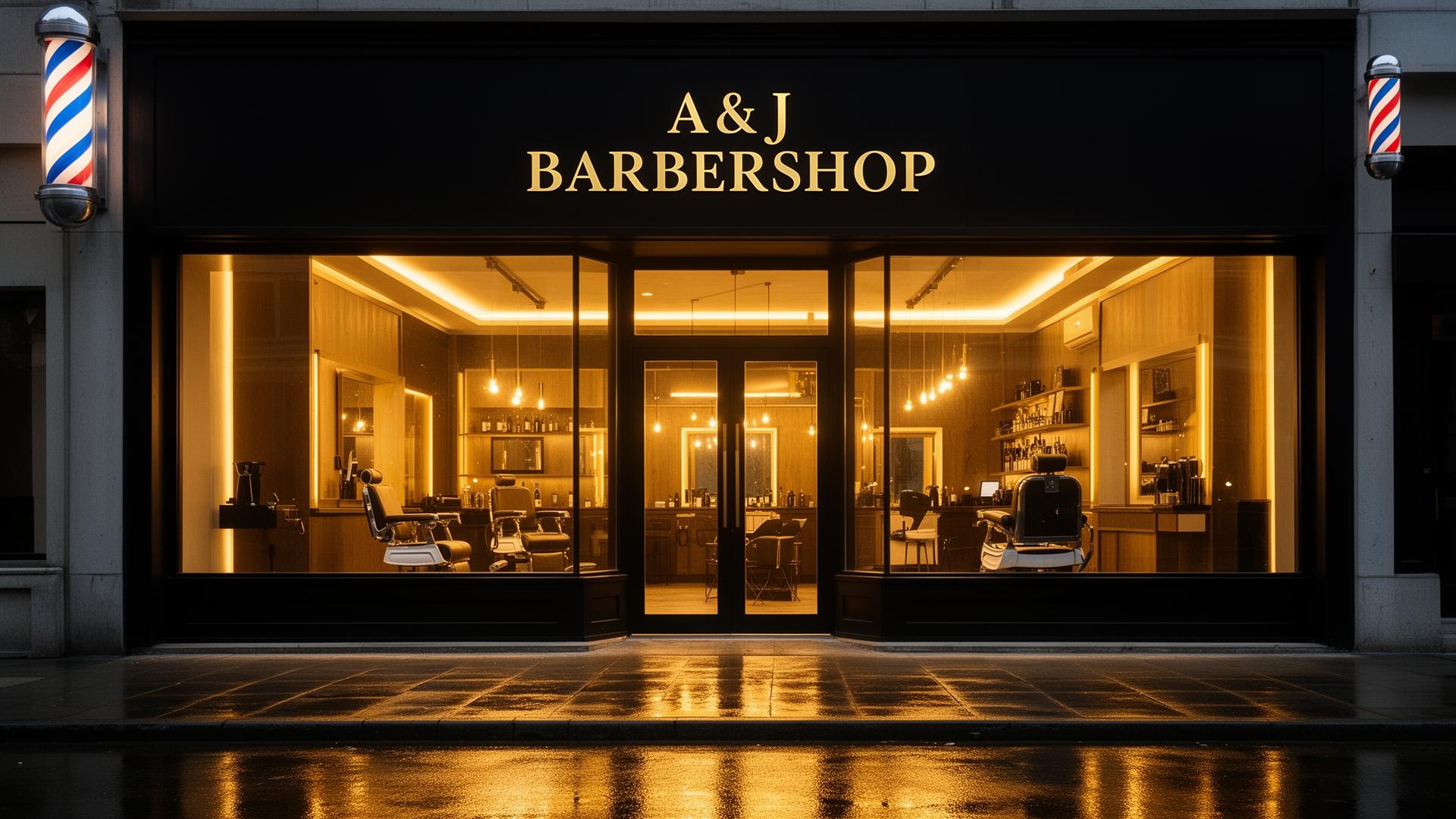 A&J Barbershop storefront on Thickwood Blvd, Fort McMurray